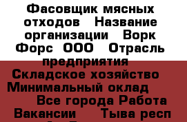 Фасовщик мясных отходов › Название организации ­ Ворк Форс, ООО › Отрасль предприятия ­ Складское хозяйство › Минимальный оклад ­ 27 000 - Все города Работа » Вакансии   . Тыва респ.,Ак-Довурак г.